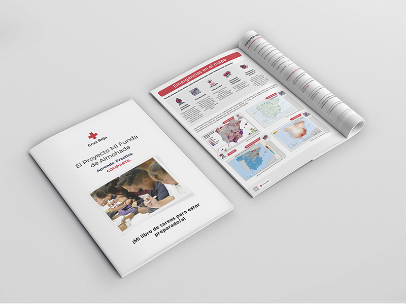 Editorial design for a Red Cross activity book