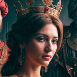 Retrato de mujer con corona de estilo medieval