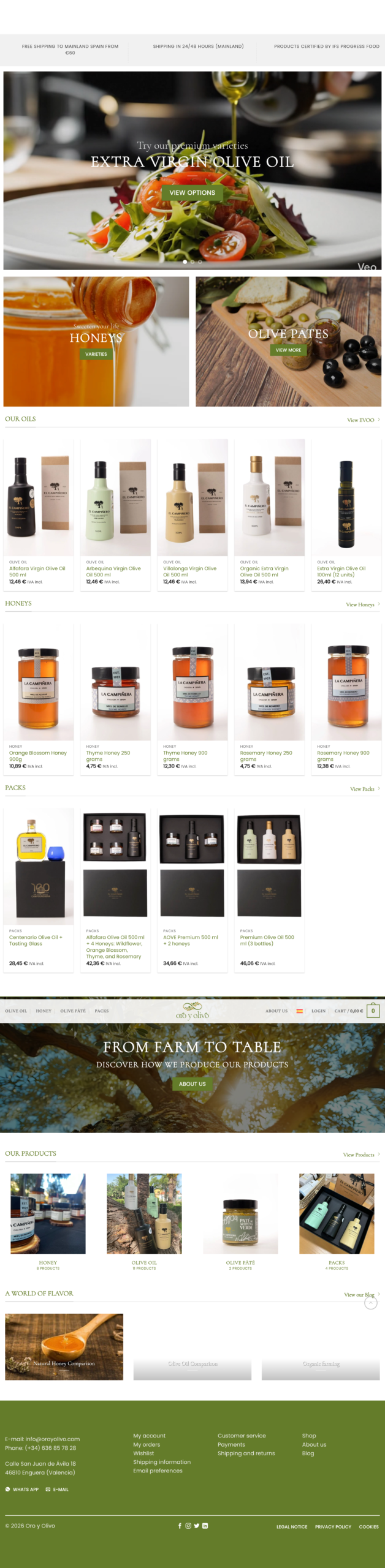 web page oro y olivo