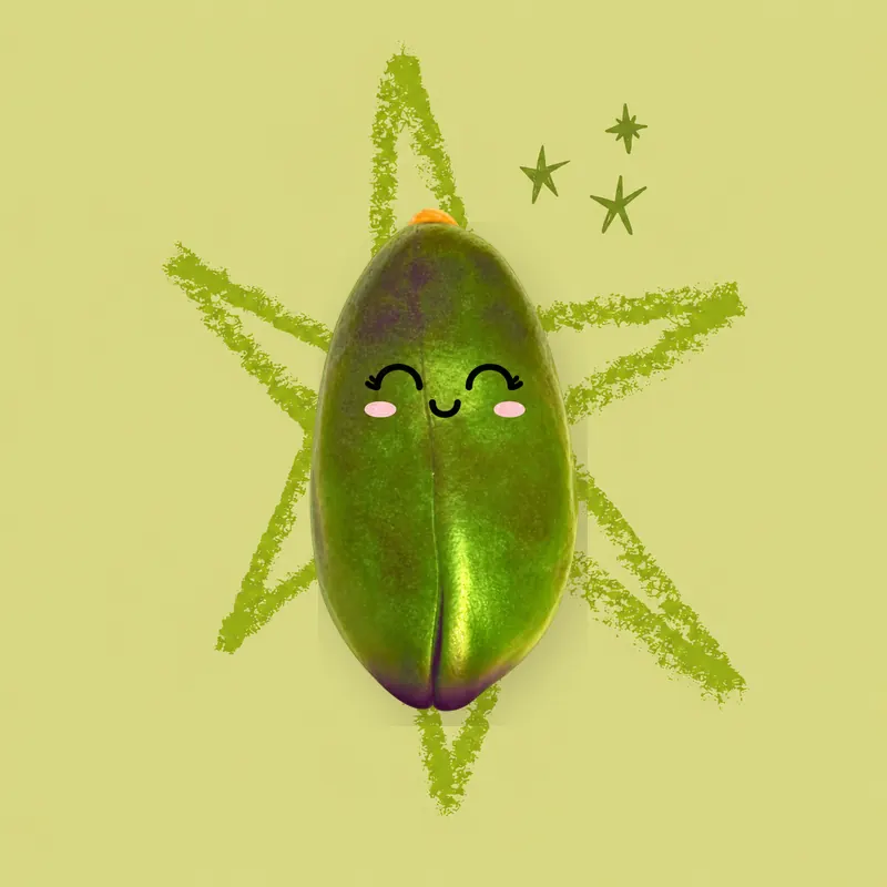 Pistacho feliz de Nazaria Pistachio con animación suave sobre una estrella verde