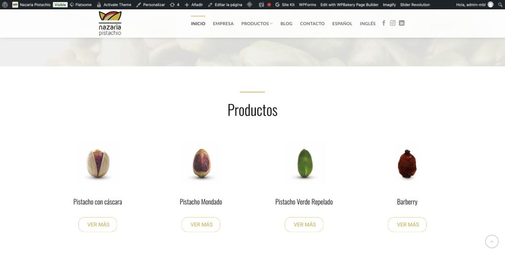 nazaria-web-productos Sección de productos de la web de Nazaria Pistachio
